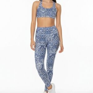 Blue Paisley Sports Bra And Leggings SET